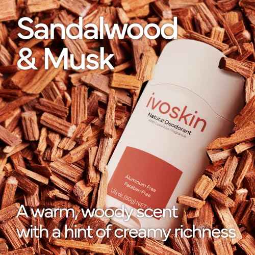 Aluminum-free Natural Deodorant | 72 Hour Odor Protection | for Women and Men, Non-Toxic | Sandalwood & Musk Scent (1.76 oz)
