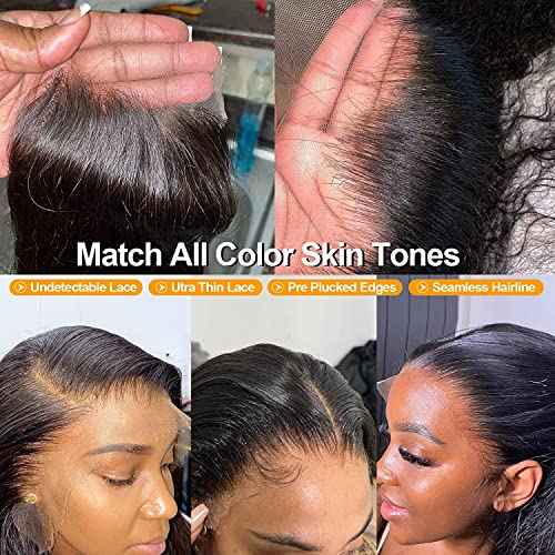 16 Inch 13x6 Frontal Hd Lace Human Hair Body Wave Frontal Ear to Ear Lace Closure Only with Baby Hair 100% Human Hair Natural Color