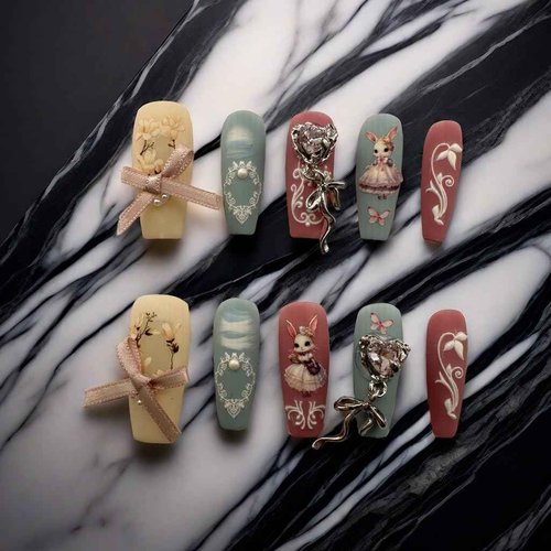Press on nails,JC Handcrafted Press On Nails Kit, Short Length Nail Press Ons, Durable, Easy Application, Stylish Impress Press On Nails,Perfect for Daily Wear & Special Occasions (M19, M)