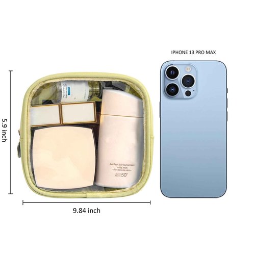 KOTORA Clear Makeup Bag Cosmetics Bag Mini Small Pouch Purse TSA Approved Toiletry Bags Zipper Pink Cute Pouches Make Up Travel Toiletry Car Accessories Essentials for Women Girls