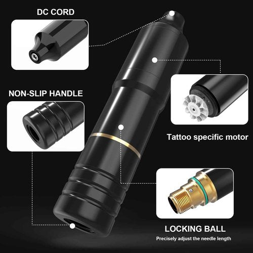 Tattoo Kit Tattoo Pen Rotary Tatoo Machine for Beginner with 20 Cartridges Needles and 5 Color Inks