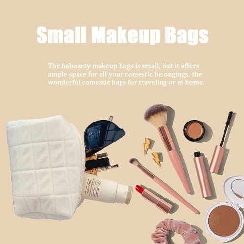 HABUAETY 2PCS Makeup Bag Small Cosmetic Pouch for Purse Women Girls Y2k Checkered Make Up Bags