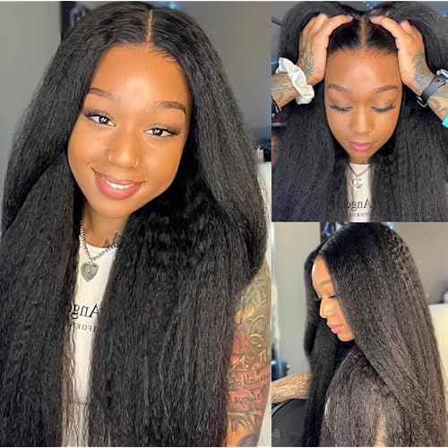 Kinky Straight Feather Crochet Hair Extensions Pre Looped Crochet Human Hair Curly For Black Women Pre Separated Knotless Crochet Hair 16Inch 120g