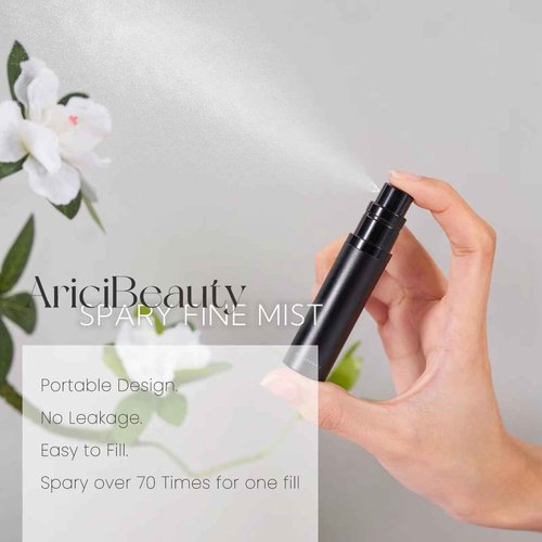 AricizBeauty Travel Refillable Perfume Fragrance Atomizer 0.17fl.oz/5ml. Cologne Pocket Recyclable Portable Sprayer Bottle. Mini Scent Pump Case Dispenser Perfume Container.Travel friendly (GOLD)