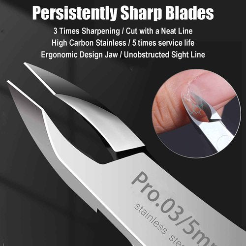 LePinko Salon-Quality Cuticle Trimmer with Cuticle Pusher and Nail File and Buffer Bundle Set