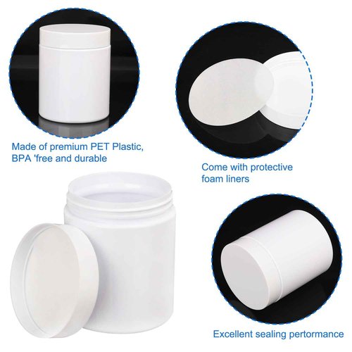 47Packs 8 oz Plastic White Jars with Lids, White Cosmetic jars with Wide-Mouth for beads, rhinestones, sequins Cosmetics, Lotion, Cream, Ointments and More by KUKLIPJIM.