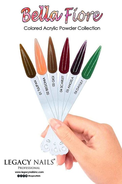 Legacy Nails Professional COLLECTION Acrylic Powder Kit 6 Colors Nail Art Set for Manicure DIY for Dip & Acrylic Nail Extensions (BELLA FIORE COLLECTION)