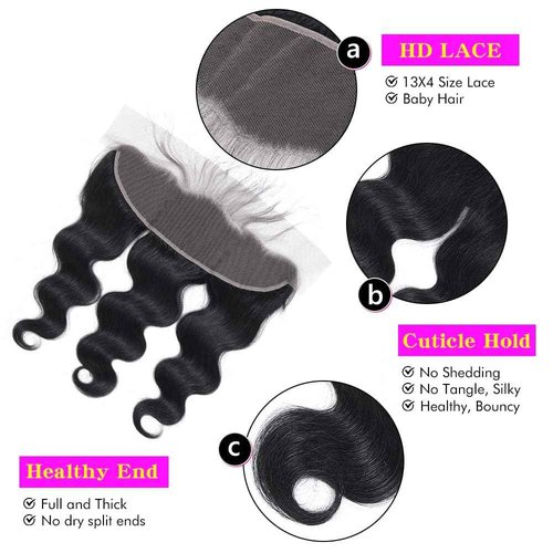 13x4 Lace Frontal Closure Body Wave Frontal Ear to Ear HD Lace Frontal Human Hair 100% Brazilian Virgin Human Hair Closure 18 Inch Frontals Hair Pieces for Women Free Part 150% Density