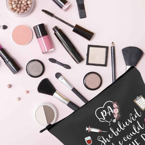 TSOTMO Physician Assistant Gift She Believed She Could So She Did 2023 Nurse Graduation Gift Makeup Bag (BLK-She Believed PA)