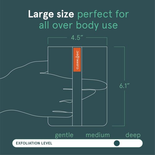 Cleanlogic Organic Cotton Exfoliating Body Scrubber, Reusable Exfoliator Tool for Smooth Skin, Daily Skincare Routine, Natural, 3 Ct Value Pack