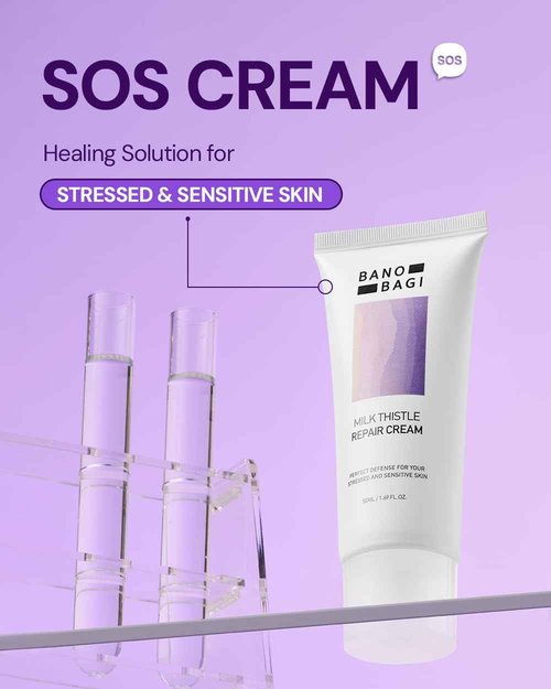 BANOBAGI Milk Thistle Repair Cream - Skin Barrier Repair Face Cream with Hyaluronic Acid & Panthenol | Non-Comedogenic Face Moisturizer for Sensitive Skin | Korean Skin Care | Fragrance Free | 1.69oz