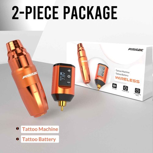 Padieoe Tattoo Gun Dotwork Tattoo Kit Wireless Tattoo Machine Kit with 1500mAh Capacity Battery Tattoo Power Supply Rotary Tattoo Practice Pen for Beginners