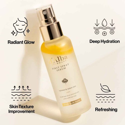d'alba Piedmont Italian White Truffle First Spray Serum & Waterfull Essence Sunscreen, Vegan Skincare, Light-weight Korean Skin Care