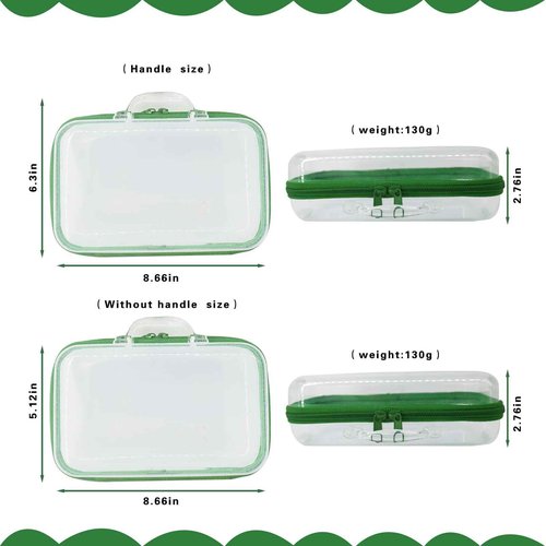 Rujorfamu 2pc Clear Hard Shell Case, Makeup & Skincare Travel Bags, Portable Zipper Organizer for Toiletries & Stationery