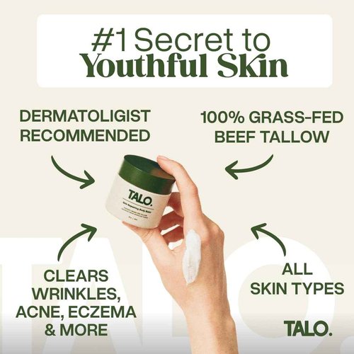 TALO. Skin Repairing Body Balm β Scent-Free Natural Grass-Fed Beef Tallow for Skin β Hydration & Barrier Repair Skin Care β Tallow Balm for Dry Skin β Body & Face Moisturizer, 2fl oz/60ml
