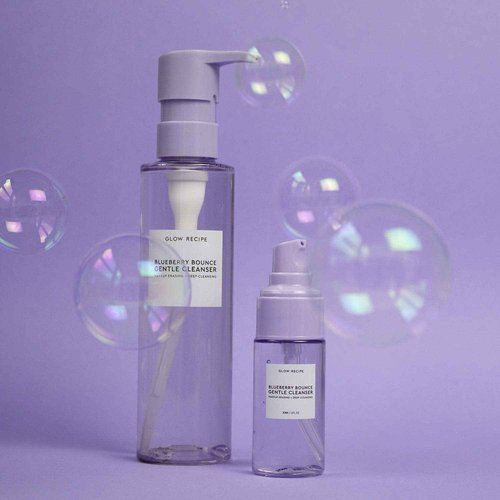Glow Recipe Blueberry Bounce Exfoliating Face Wash - Foaming Facial Cleanser, Makeup Remover & Clarifying Mask - Hydrating Hyaluronic Acid & Gentle AHA for Sensitive Skin - Korean Skincare, 160ml
