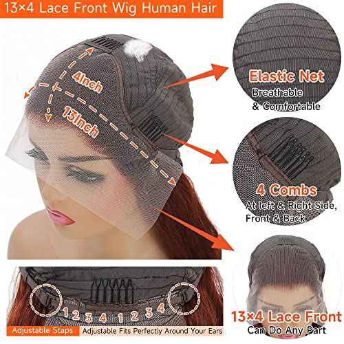Avolo Reddish Brown Wig Human Hair 30 Inch Lace Front Wigs Human Hair Pre Plucked 13x4 Body Wave Frontal Wigs Human Hair Auburn Colored Human Hair Lace Front Wigs HD Lace Frontal Human Hair Wigs
