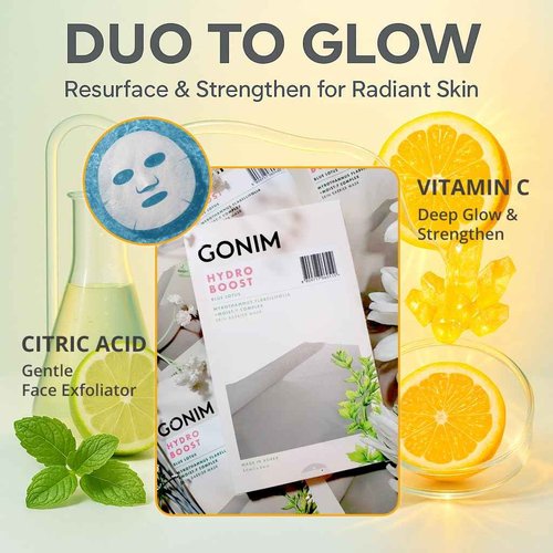 GONIM Face Mask Korean Skin Care with Hyaluronic Acid Serum, Collagen Activation, Vitamin C-Face Masks Skincare Hydration, Moisturizing Sheet Mask, Travel Essentials, Korean Face Mask 30ml x15pcs