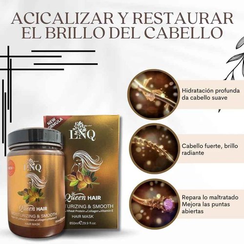 Keratina Capilar La Reina del Cabello – 850 ml – Con Argán, Colágeno, Proteína de Trigo y Vitamina E – Sin Sal ni Parabenos – Hidratación y Alisado Profundo