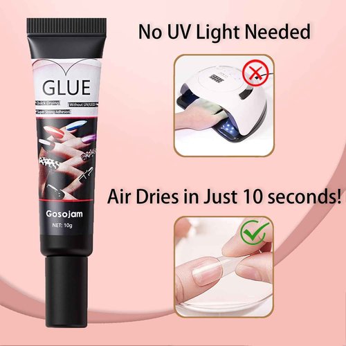 Gosojam Nail Glue 2-Pack – Fast-Drying, Long-Lasting Adhesive for Acrylic, Press-On & Gel Nails – Water-Resistant, No UV/LED Needed, 10g x 2 – Strong Bond, Gentle on Nails, Ideal for DIY & Salon Use
