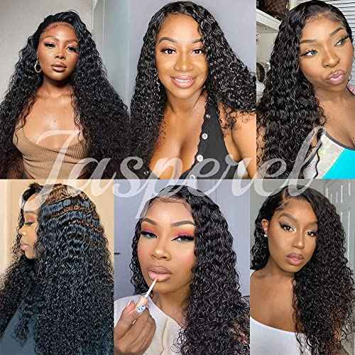 Deep Wave Lace Front Wigs Human Hair for Women 4X4 Hd Lace Closure Brazilian Virgin Wig Wet and Wavy Wear and Go Glueless Wigs Pre Plucked Bleached Knots Natural Black 28 Inch
