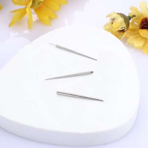 BESTEEL 3 Pcs 316L Surgical Steel Piercing Taper Insertion Pins, Pop Taper Piercings Kit for Ear/Nose/Lip/Eyebrow/Belly/Nipple/Tongue Piercing Changing Tool Stretcher, Stainless Steel, cubic zirconia