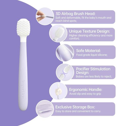 Tongueclear Kids Tongue Scraper, Tongue Cleaner for Infant & Newborn, Baby Oral Cleaner Newborn, Toddler Toothbrush for Tooth Mouth Gum Clean, Infant Toothbrush Oral Cleaning Stick…
