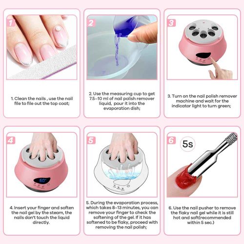 Nail Polish Remover Machine Upgraded Electric Steam Remover Portable Automatic Gel Nail Polish Remover for Home and Salon Use (1)