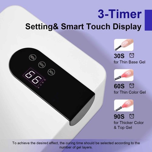 JODSONE U V Nail Lamp Rechargeable Portable with 3 Timers and LCD Display Screen for Nail Dryer Gel White