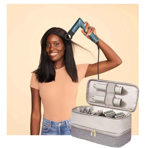 Lyoveu T-D1 Portable Double-Layer Travel Carrying Bag Compatible with Shark Flexstyle Hair Dryer Accessories Tools Storage Bag for Hair Tool Attachments Organizer