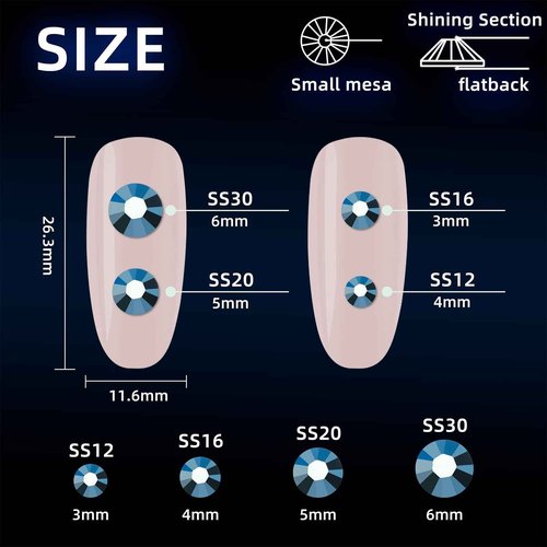 MUZOXEN 1200Pcs 6mm Resin Flatback Rhinestone Bulk, Bling AB Lake Blue Flat Back Round Jelly Rhinestones Non Hotfix Crystal Gems for DIY Manicure Nails Clothes Tumblers Crafts Decoration
