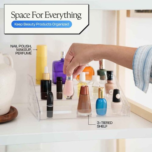 Cleo Health & Beauty Tiered Perfume Organizer Stand – Elegant Perfume Holder for Dresser or Vanity – Fragrance Storage Display Tray for Perfume, Lotion, and Beauty Essentials