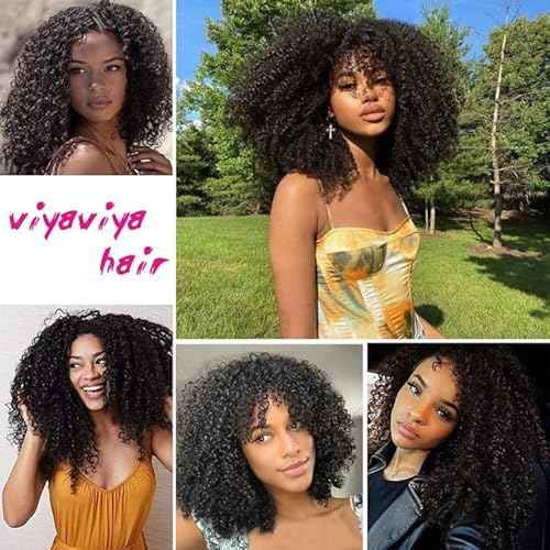 Afro Kinky Curly Bundles Human Hair 3 Bundle Natural Color 18 20 22 Inch 4B 4C Afro Curly Weave Hair for Black Women Natural Black Hair Extensions