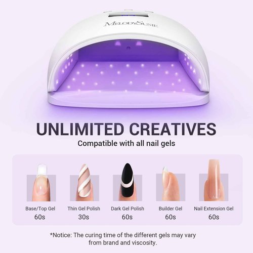 MelodySusie Professional UV LED Nail Lamp, P-Plus30I High Efficient Nail Dryer with 3 Timers & Detachable Base Cures All Hard Gels, Especially Rhinestone Glue, Solid & Liner Gel Polishes