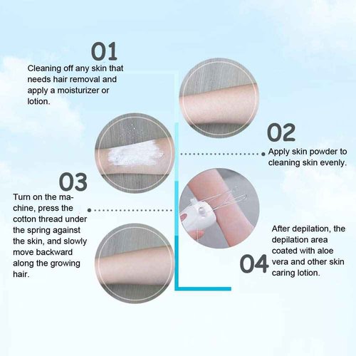 Threading Hair Removal, Hair Remover Electric Face Eyebrow Threading Epilator USB Charging Cotton Thread Depilation Machine Device for Women Girls Ladies ()