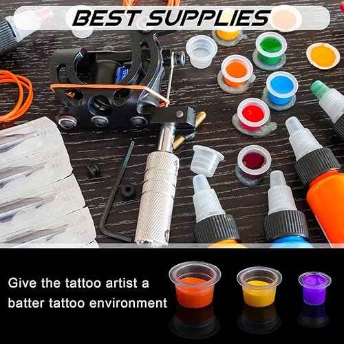 Yuelong 1003pcs Tattoo Ink Caps Holder Kit - 1000pcs Mixed Tattoo Cups with 3pcs Ink Caps Holders Color Pigment Cap Set for Tattooing Permanent Makeup Container Cap Tattoo Supplies