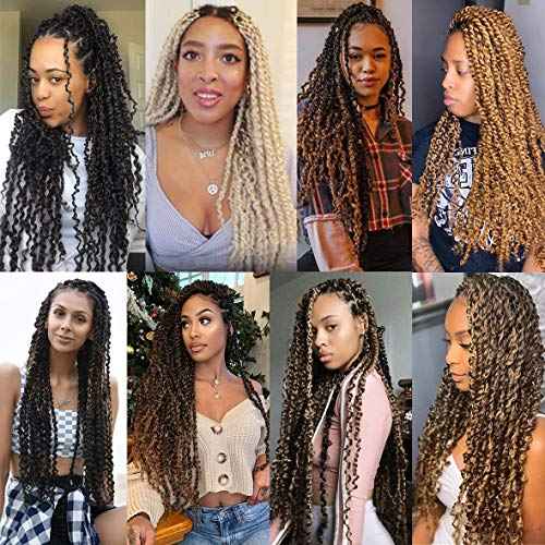 Leeven 7 Packs Passion Twist Braiding Hair for Butterfly Locs Natural Black Water Wave Crochet Passion Twist Hair for Women 30 Inch Super Long Bohemian Braids Synthetic Crochet Hair 1B#
