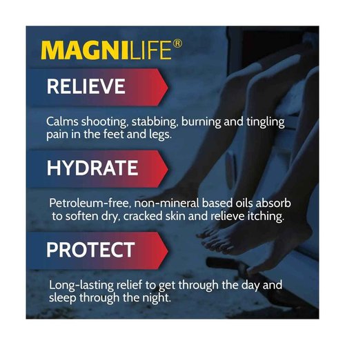 MagniLife Pain Relieving Foot Cream, 8 oz Tube, Soothing Relief for Soreness, Pain, Burning, Tingling, Itching or Sensitivity in Feet & Legs, Moisturizing & Hydrating Foot Cream, No Petroleum