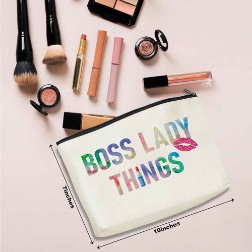 Boss Lady Cosmetic Bag - Gifts for Women: Appreciation, Retirement, Friends, Coworkers, Leader, Colleague, Girl Boss, Mentor - Makeup Bag & Pouch for Birthday, Christmas, Mother's Day