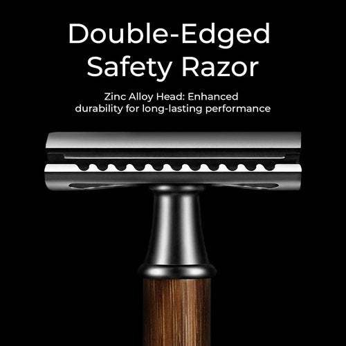 Wyklaus Double Edge Safety Razor: Premium Metal Single Blade Face Razor for Men & Women, Eco-Friendly Bamboo Handle & 10 Double Edge Blades