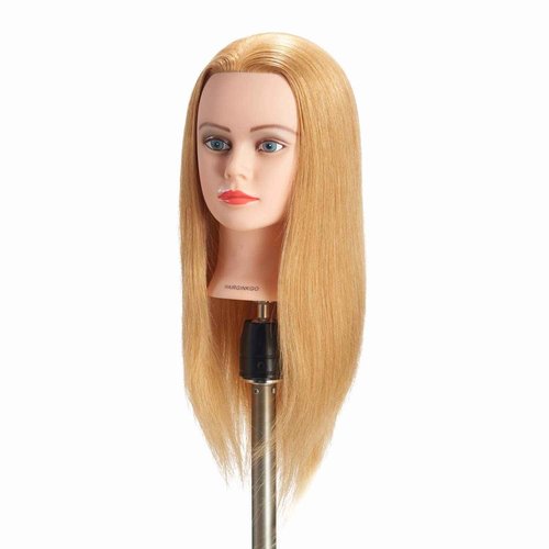 Hairginkgo Mannequin Head 20"-22" 100% Human Hair Manikin Head for Hairdresser Training, Cosmetology Practice - Includes Clamp Stand