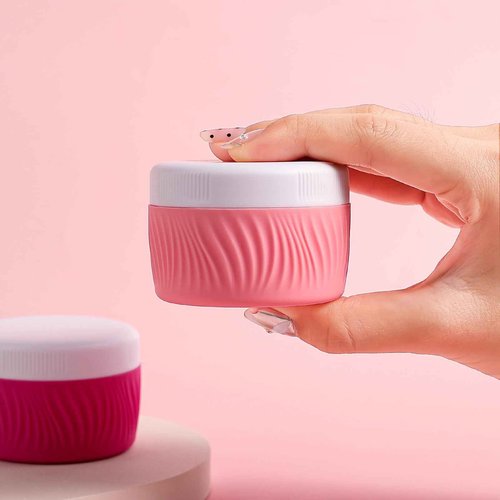 Kuangre Travel Containers for Toiletries, Silicone Cream Jars BPA-Free, TSA Approved 2oz Travel Size Containers, Leak-proof Portable Size Silicone Jars with Lid for Face Hand Body Cream (4 Pack)