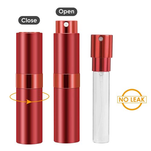 Saiveina 8ml Travel Atomizer Bottles, Refillable Mini Fragrance Bottles, Empty Cologne Sprayer, Pocket Perfume Dispenser (4 Pack)