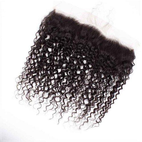 13x4 Ear To Ear Lace Frontal Free Part 13x4 Kinky Curly Lace Closure Brazilian Virgin Human Hair Frontals Natural Black 180% Density (13x 4 Kinky Curly, 18 inch)