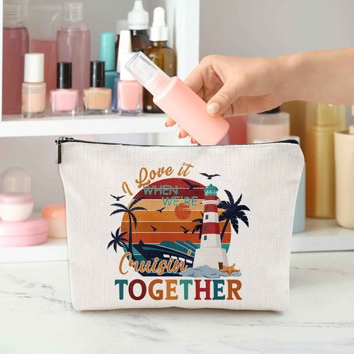 Sitsink Cruise Essential Gifts for Women - 6 Pcs Waterproof Cruise Gift Exchange Ideas Cosmetic Bag Pouch, Life Is Better Cruise Gifts Alaska Souvenir Must Haves