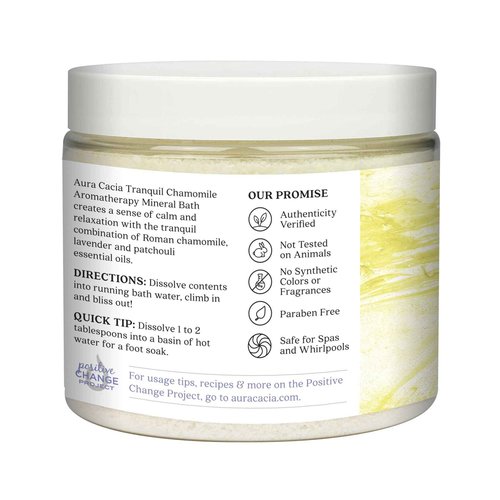 Aura Cacia Aromatherapy Mineral Bath, Tranquil Chamomile, 16 ounce jar (Pack of 2)
