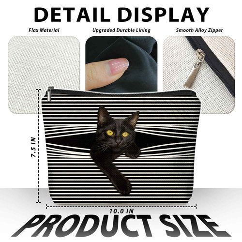 LIANGW Funny Cat Makeup Bag & Travel Pouches for Toiletries, Funny Black Cat Gifts for Women & Teen Girls, Cats Gifts Lovers for Travel & Christmas,Kitty Cosmetic Zipper Travel Toiletry Bag