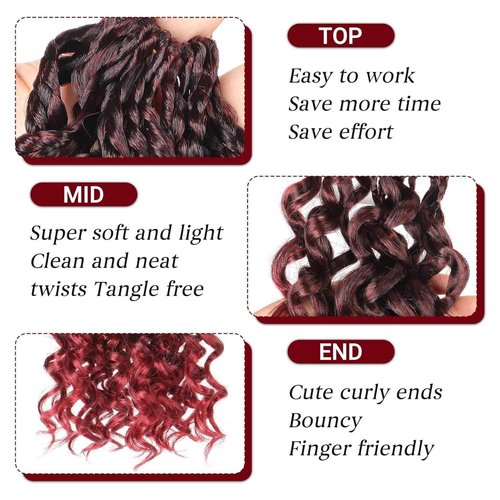 Datanala GoGo Curl Crochet Hair 18 Inch Water Wave Crochet Hair 8 Packs Ombre Beach Curl Crochet Braiding Hair Synthetic Extensions For Women (TBUG, 18inch(8packs))