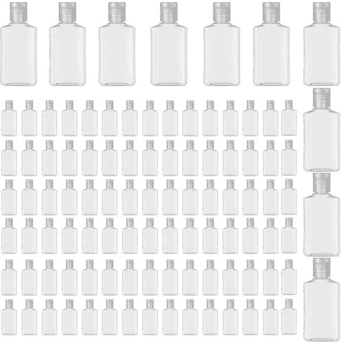 100 Pieces 1 oz Plastic Bottles Clear Travel Bottles with Flip Cap Portable Empty Hand Sanitizer Bottles, Refillable Containers for Travel Business Trip for Shower Gel, Face Creams, Body Lotions
