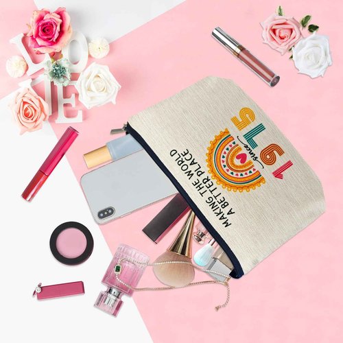ancpeany Happy 50th Birthday Gifts for Women Her, 50th Birthday Decorations Makeup Bag, Best 1975 Anniversary 50 Year Old Gift Ideas for Wife, Mom, Mothers Day, Christmas, Cosmetic Travel Pouch